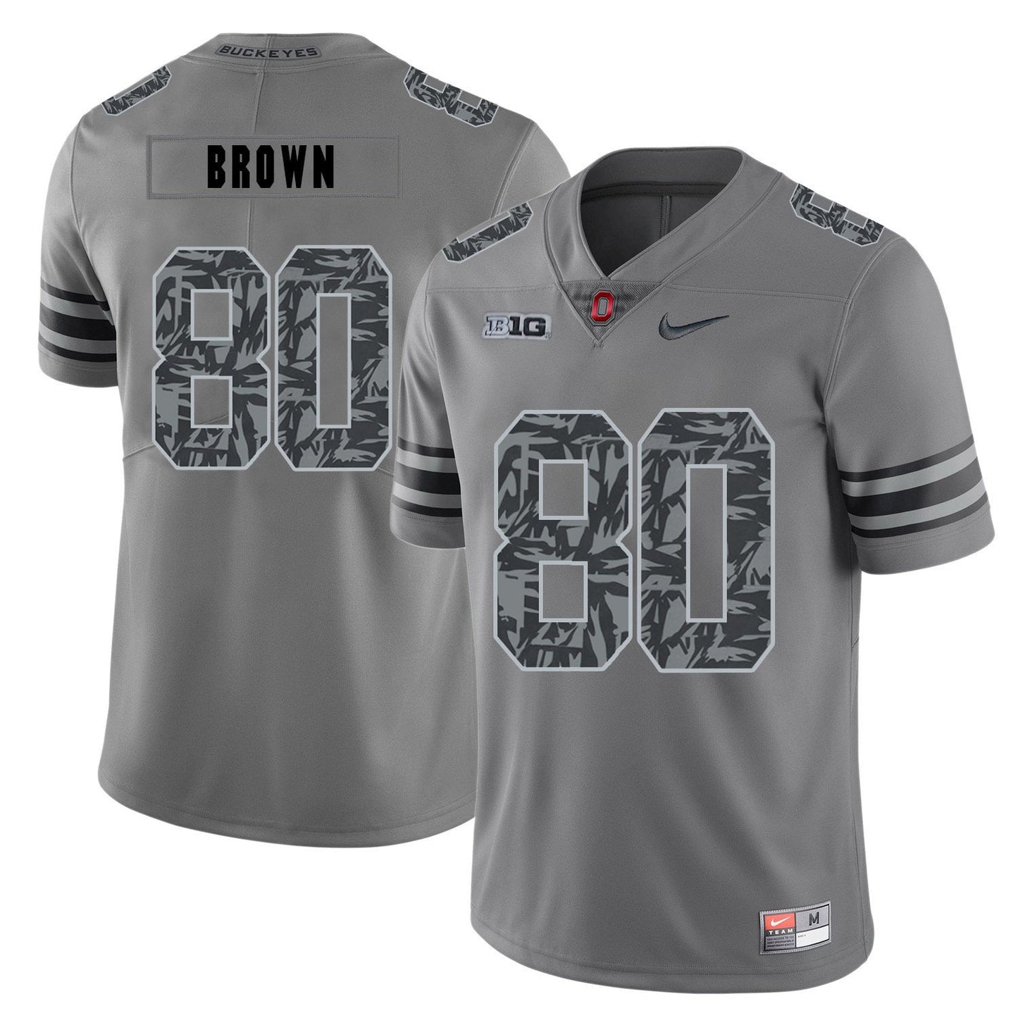 Noah Brown 80 Pattern Dark Gray College Football Jersey football jersey product view 1