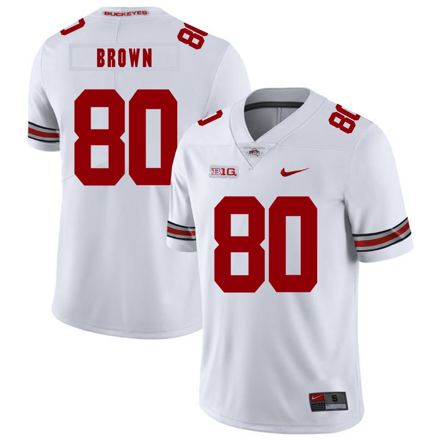 Noah Brown 80 White College Football Jersey football jersey product view 1