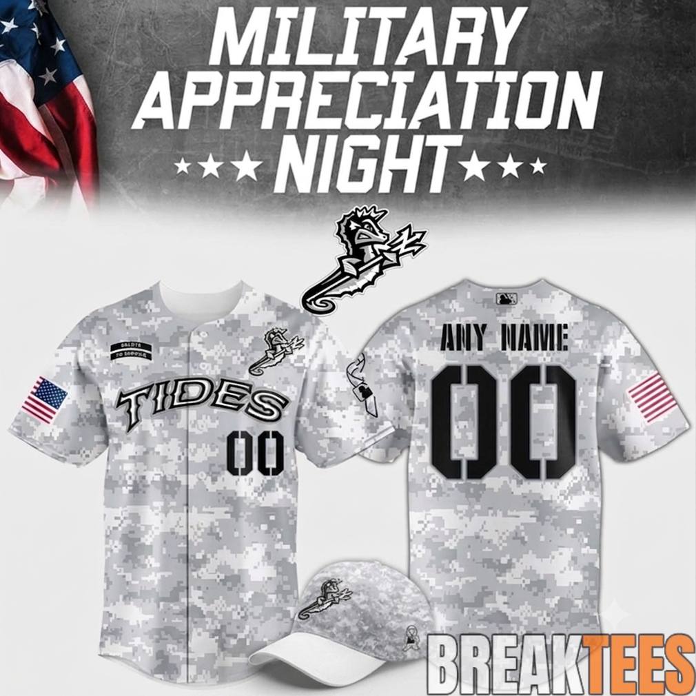 Norfolk Tides Military Appreciation Night Camo Baseball Jersey baseball jersey product view 1