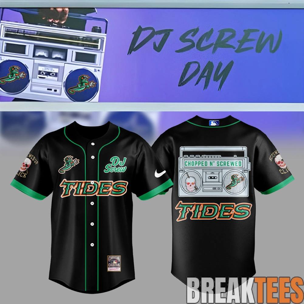 Norfolk Tides x DJ Screw Day Special Baseball Jersey Unisex T-shirt, Sweatshirt, Hoodie, Long Sleeve Tee - T-Shirt, Sweatshirt, Hoodie