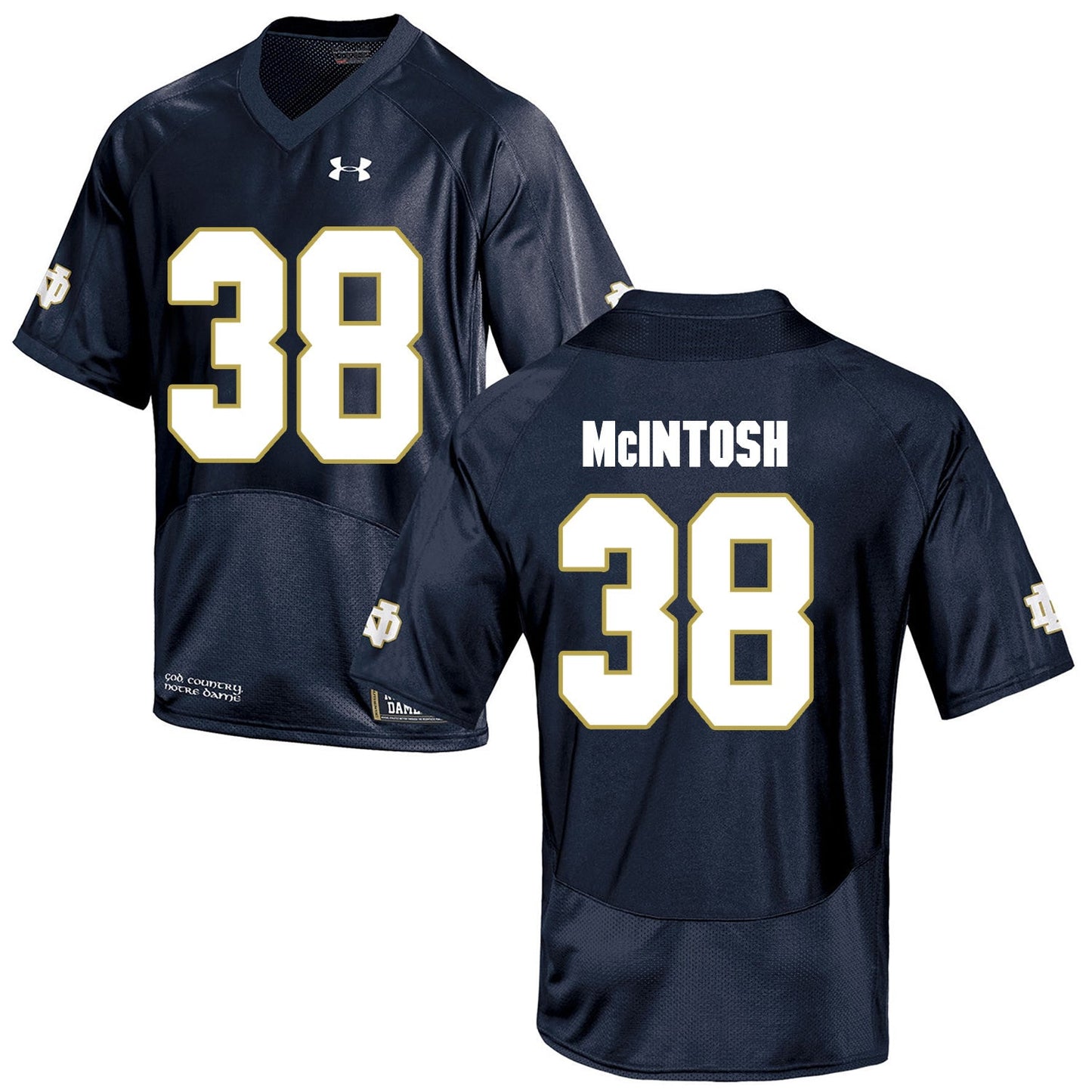 Norte Dame Fighting Irish McIntosh 38 Football Jersey - Navy Blue College Football Jersey football jersey product view 1