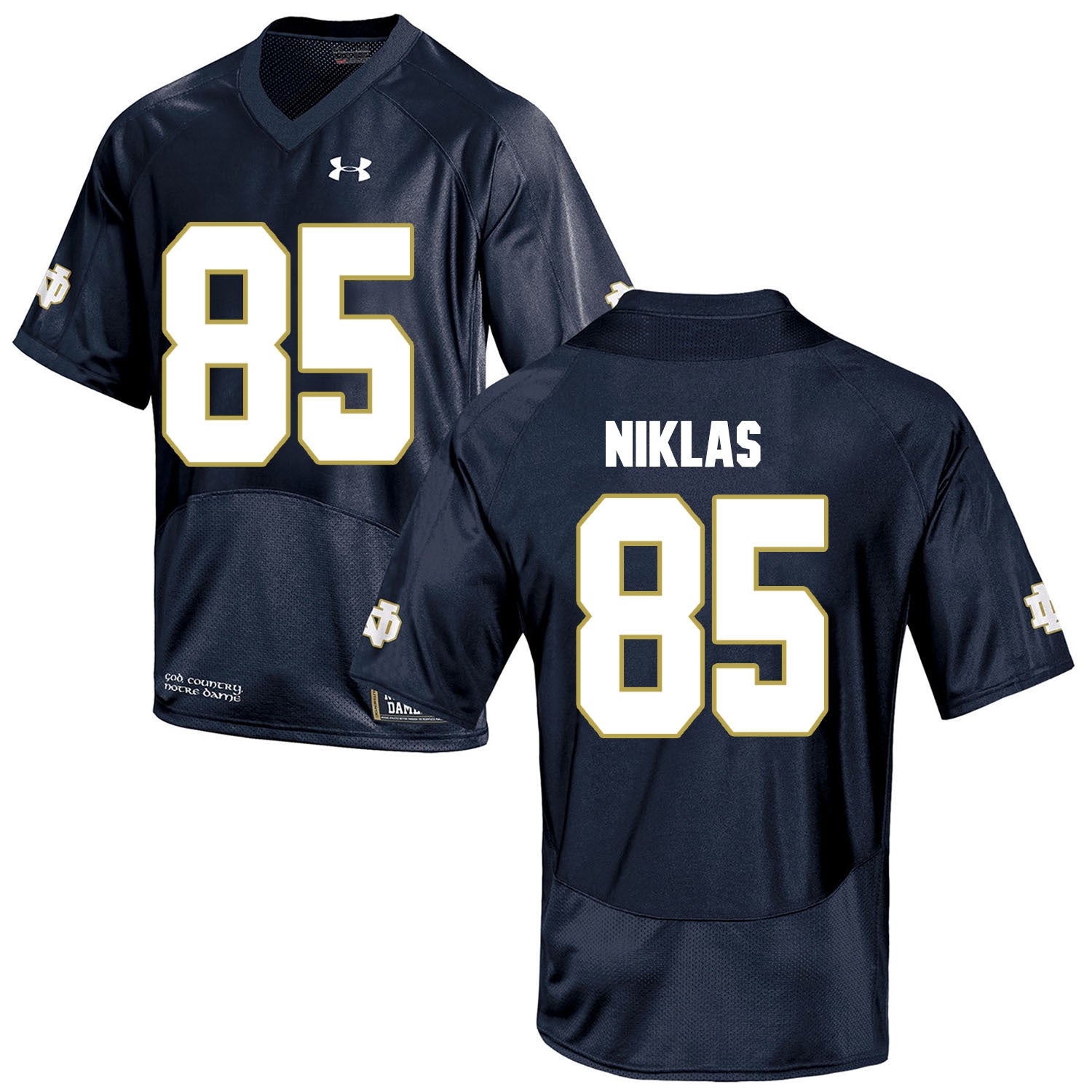 Norte Dame Fighting Irish Niklas 85 Football Jersey - Navy Blue College Football Jersey football jersey product view 1