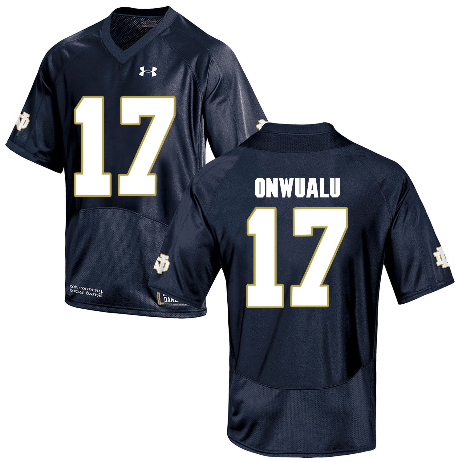 Norte Dame Fighting Irish Onwualu 17 Football Jersey - Navy Blue College Football Jersey football jersey product view 1