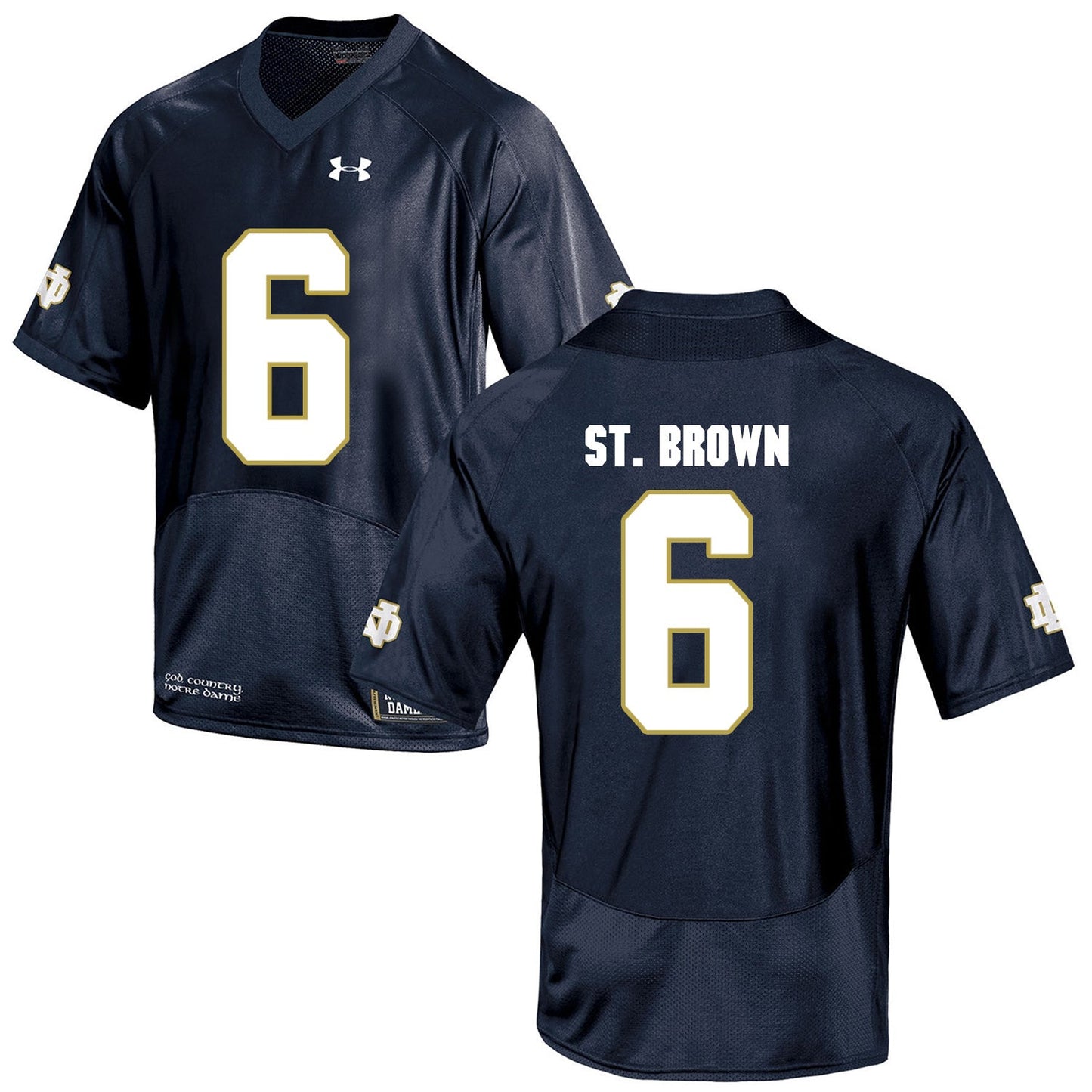 Norte Dame Fighting Irish St. Brown 6 Football Jersey - Navy Blue College Football Jersey football jersey product view 1