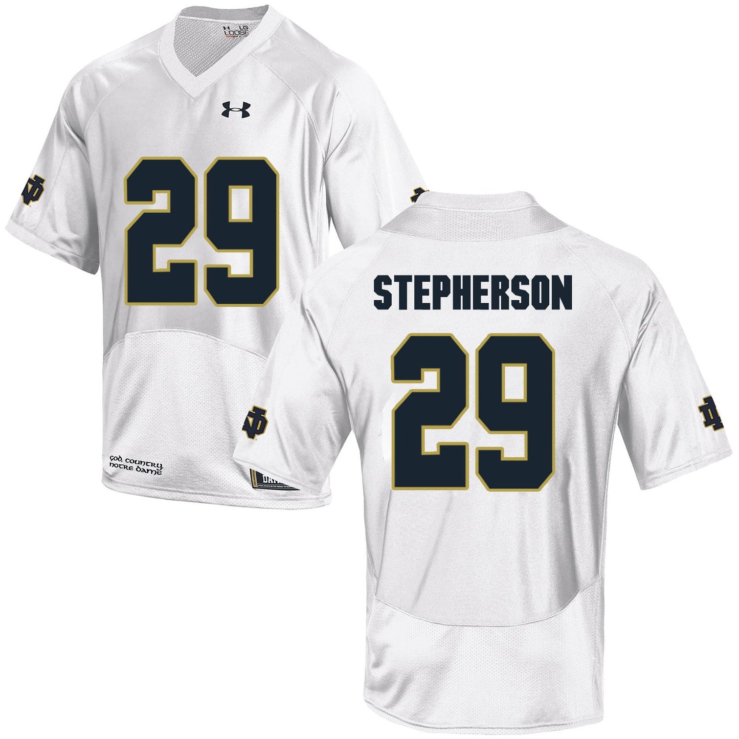 Norte Dame Fighting Irish Stepherson 29 Football Jersey - White College Football Jersey football jersey product view 1