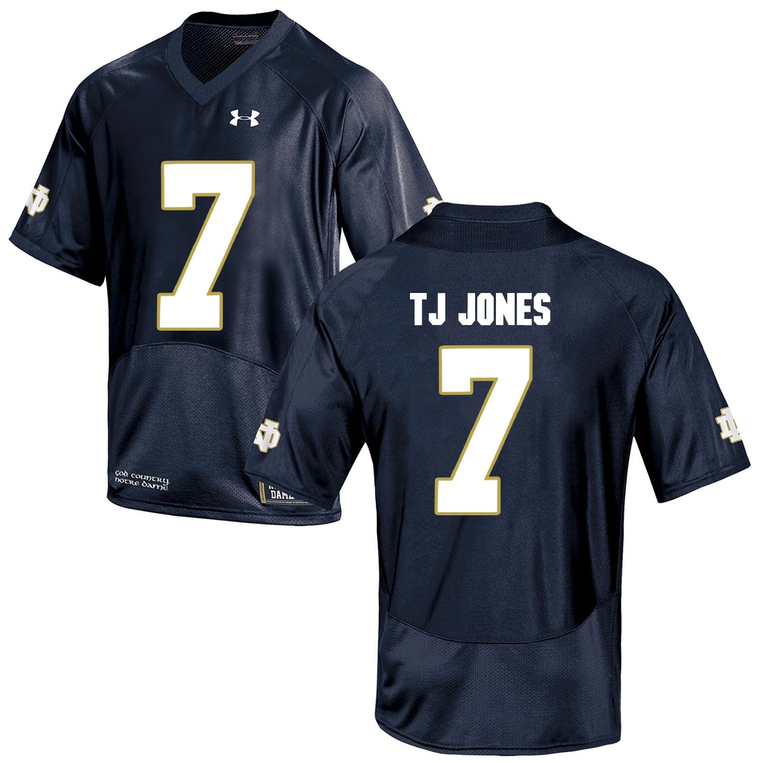 Norte Dame Fighting Irish TJ Jones 7 Football Jersey - Navy Blue College Football Jersey football jersey product view 1