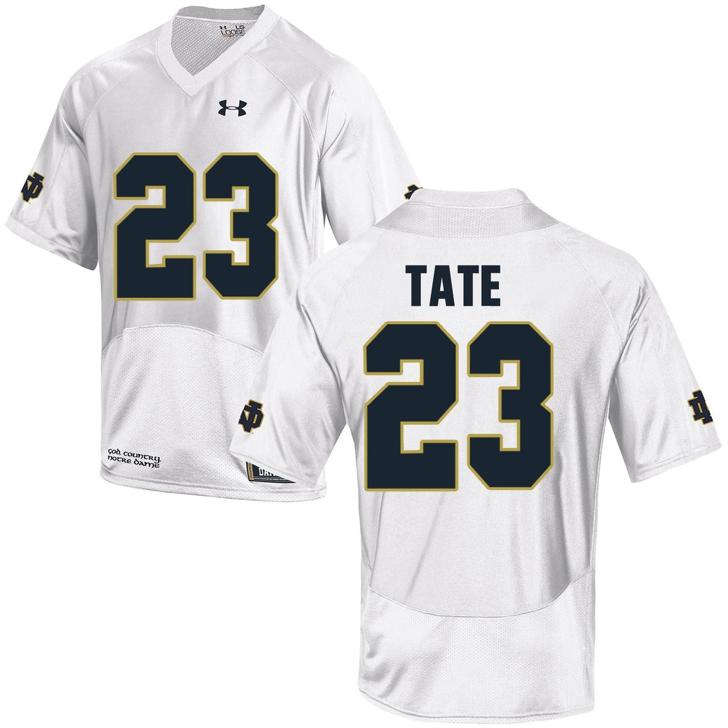 Norte Dame Fighting Irish Tate 23 Football Jersey - White College Football Jersey football jersey product view 1