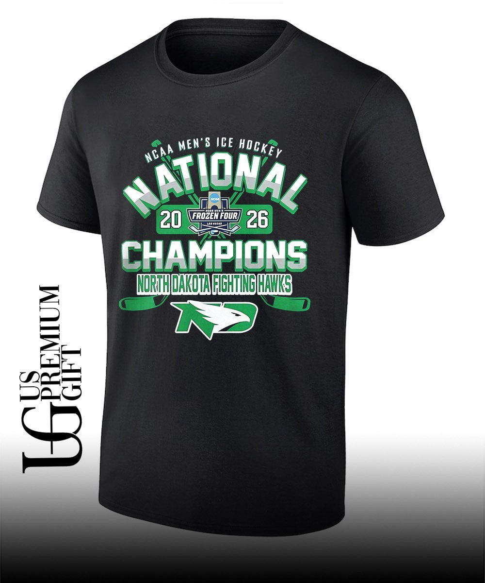 North Dakota Fighting Hawks 2026 Ncaa Frozen Four Mens Ice Hockey National Champions shirt - T-Shirt, Sweatshirt, Hoodie
