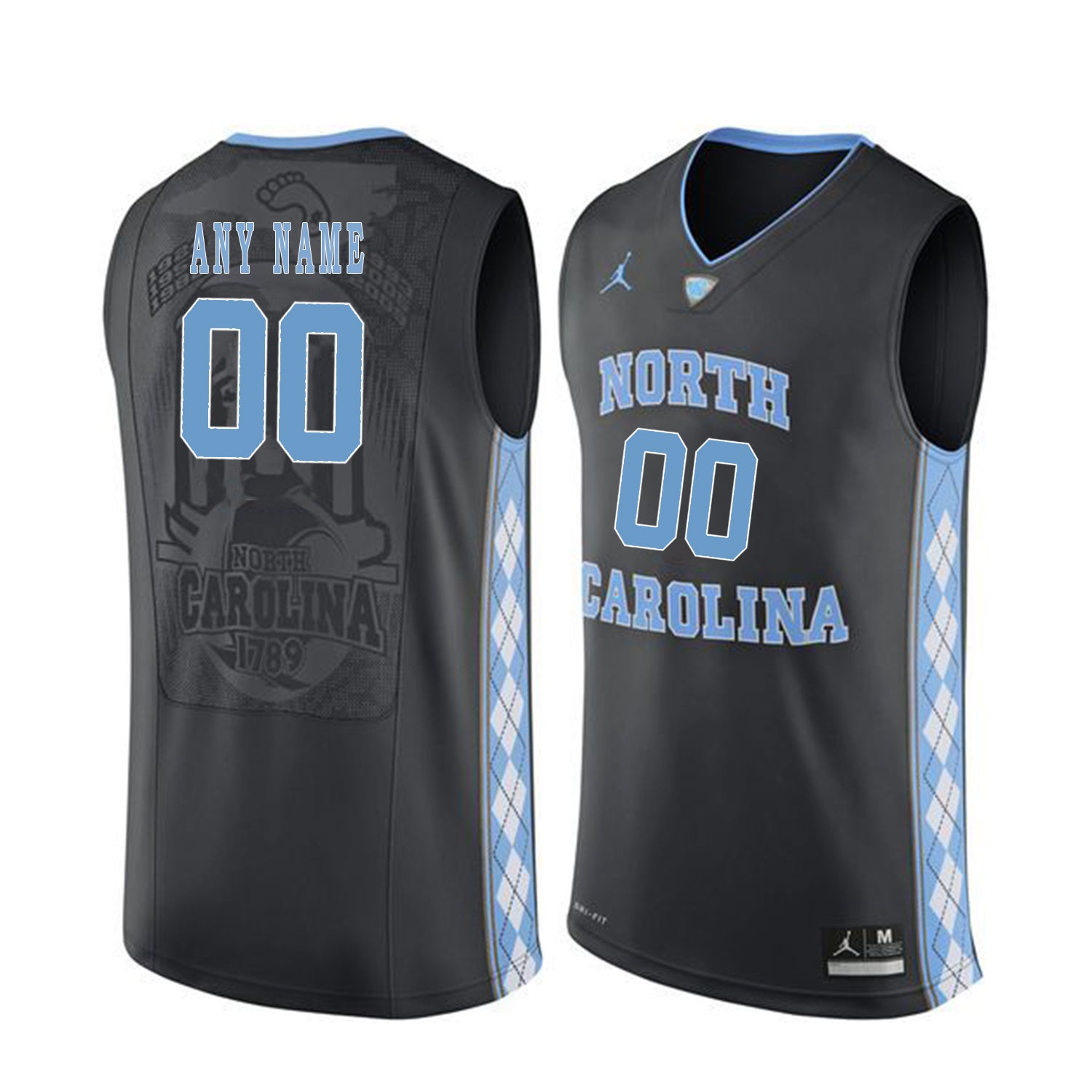 North Carolina ANY NAME 00 Black College Football Jersey football jersey product view 1