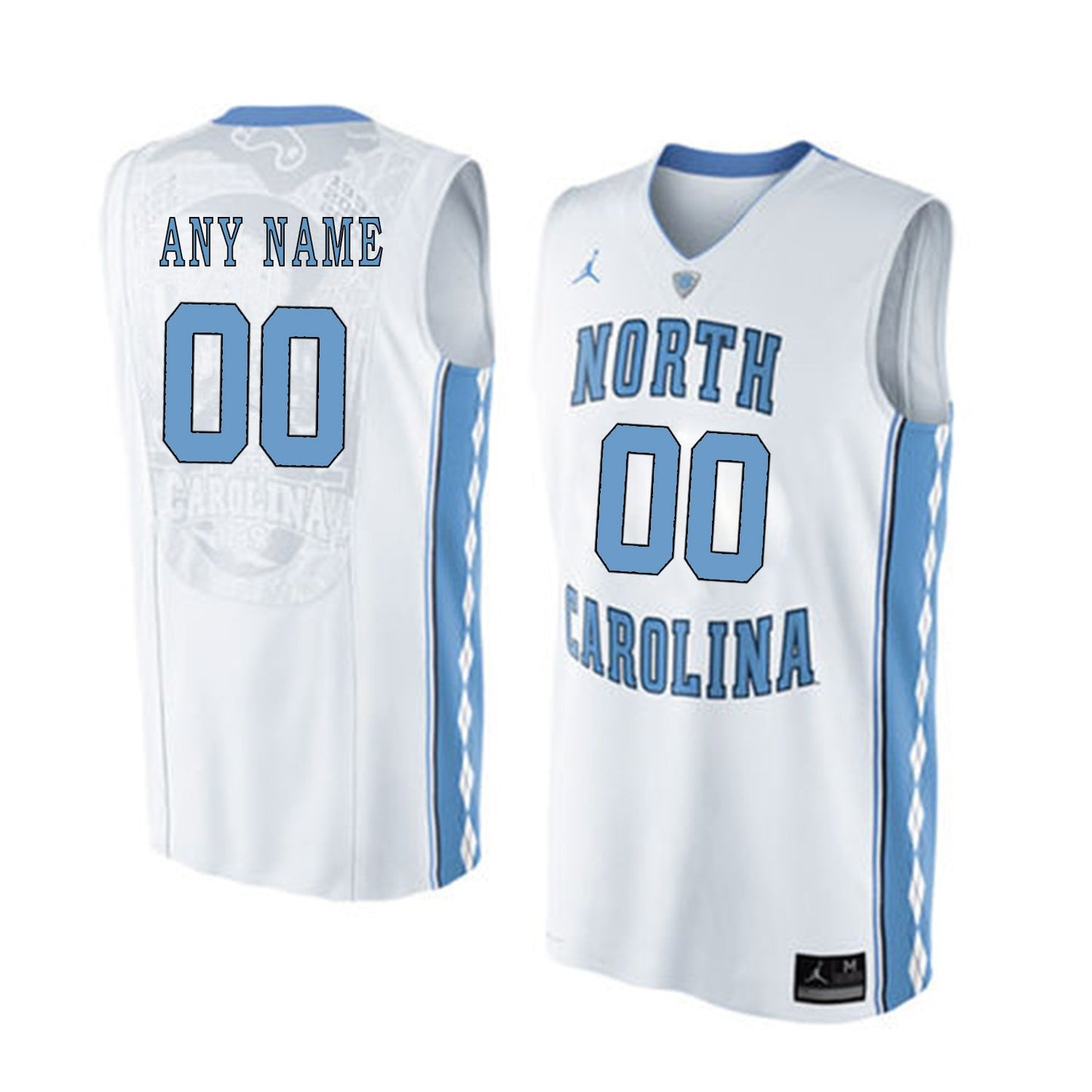 North Carolina ANY NAME 00 White College Football Jersey football jersey product view 1