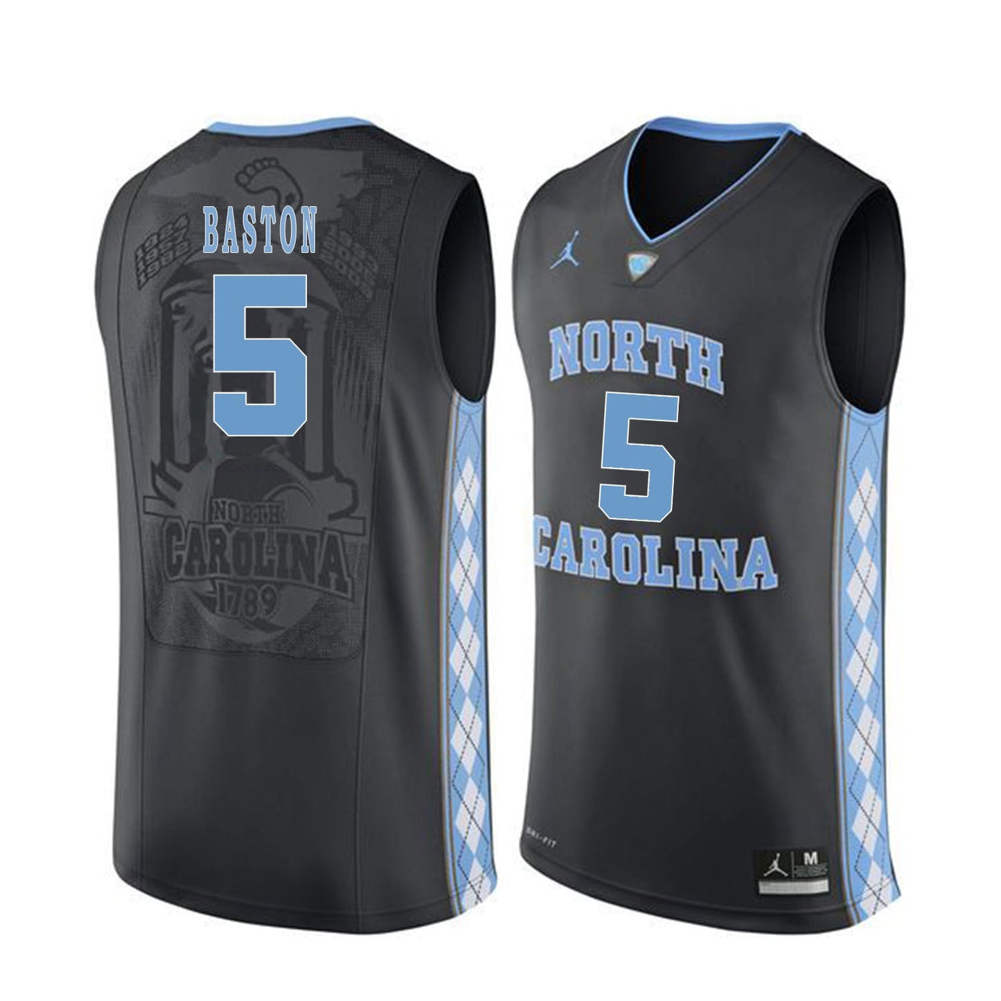 North Carolina BASTON 5 Black College Football Jersey football jersey product view 1