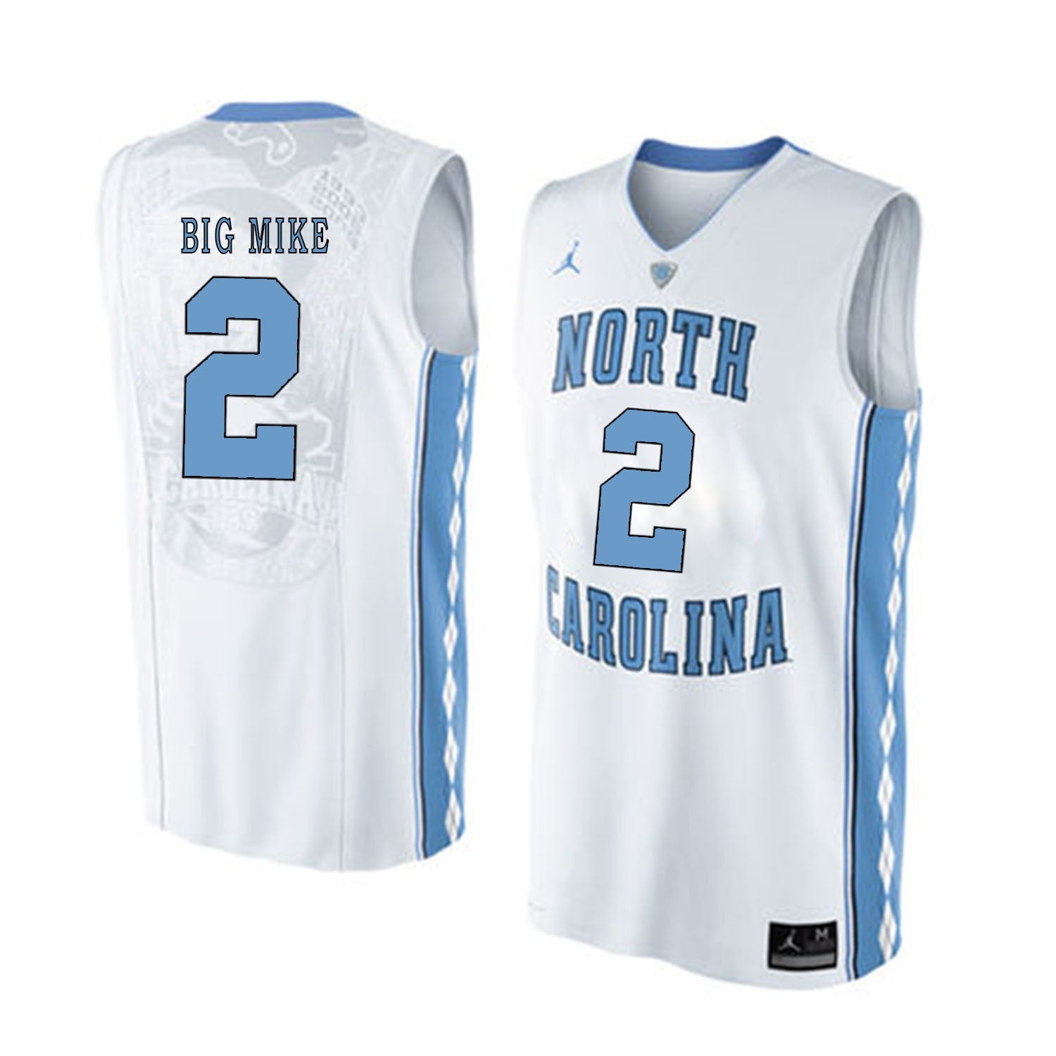 North Carolina BIG MIKE 2 White College Football Jersey football jersey product view 1