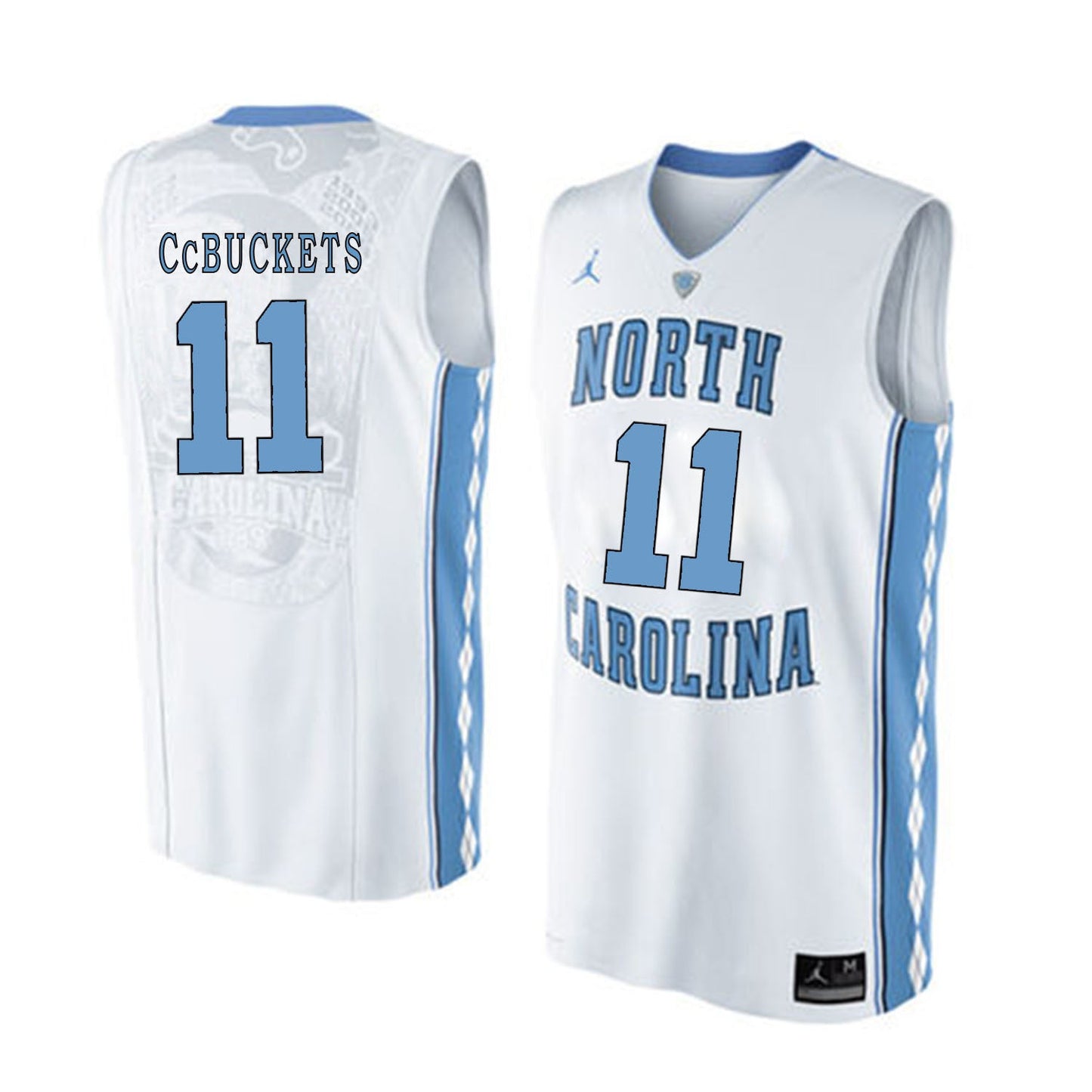 North Carolina CcBUCKETS 11 White College Football Jersey football jersey product view 1