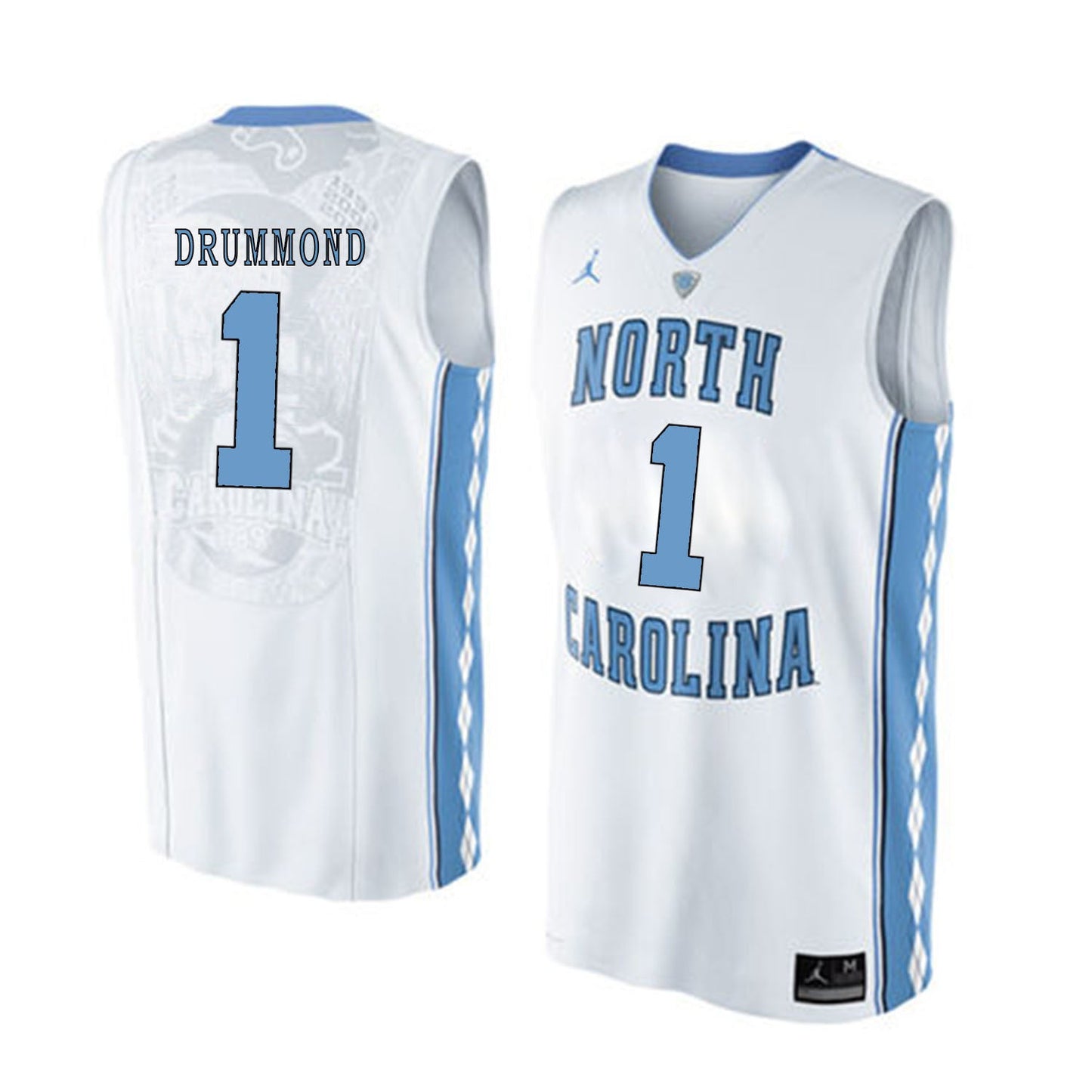 North Carolina DRUMMOND 1 White College Football Jersey football jersey product view 1