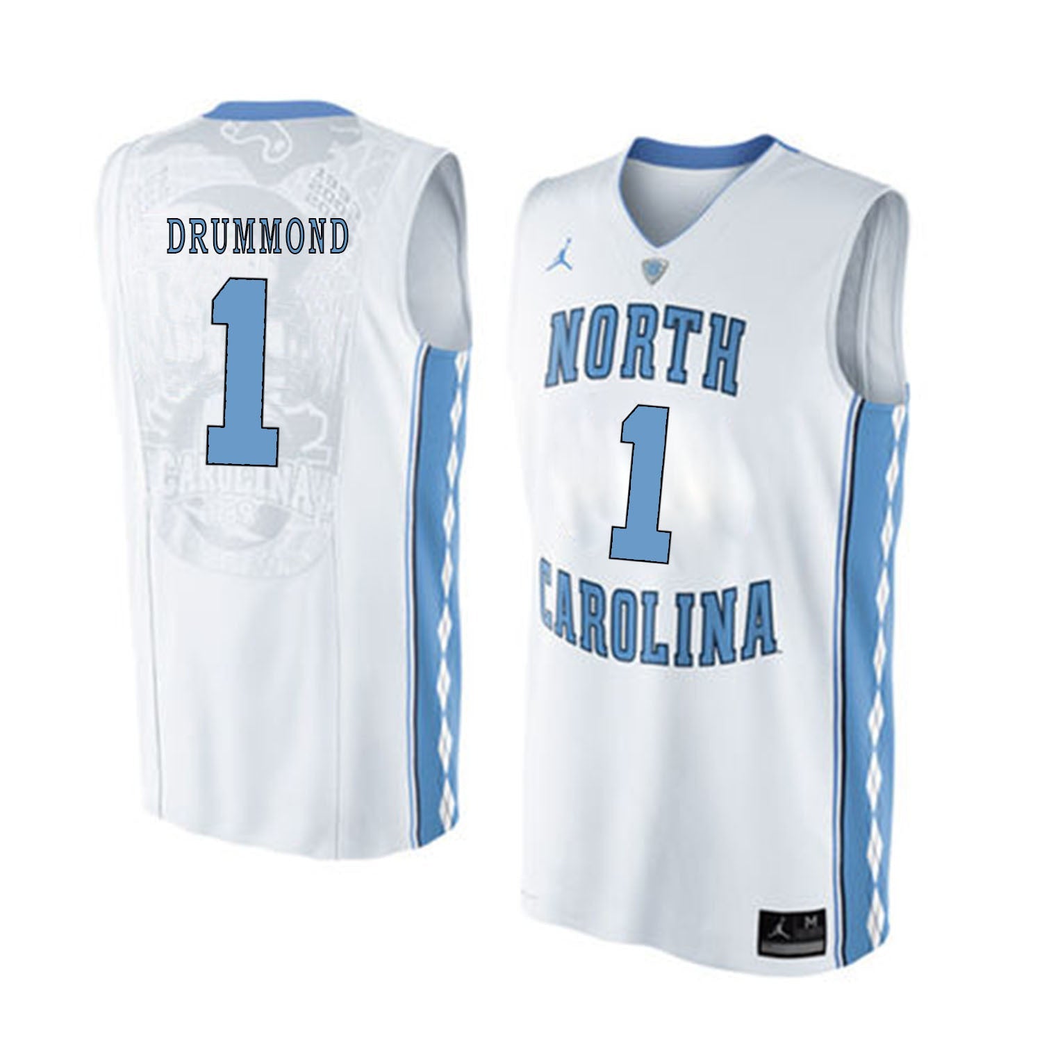 North Carolina DRUMMOND 1 White College Football Jersey football jersey product view 1