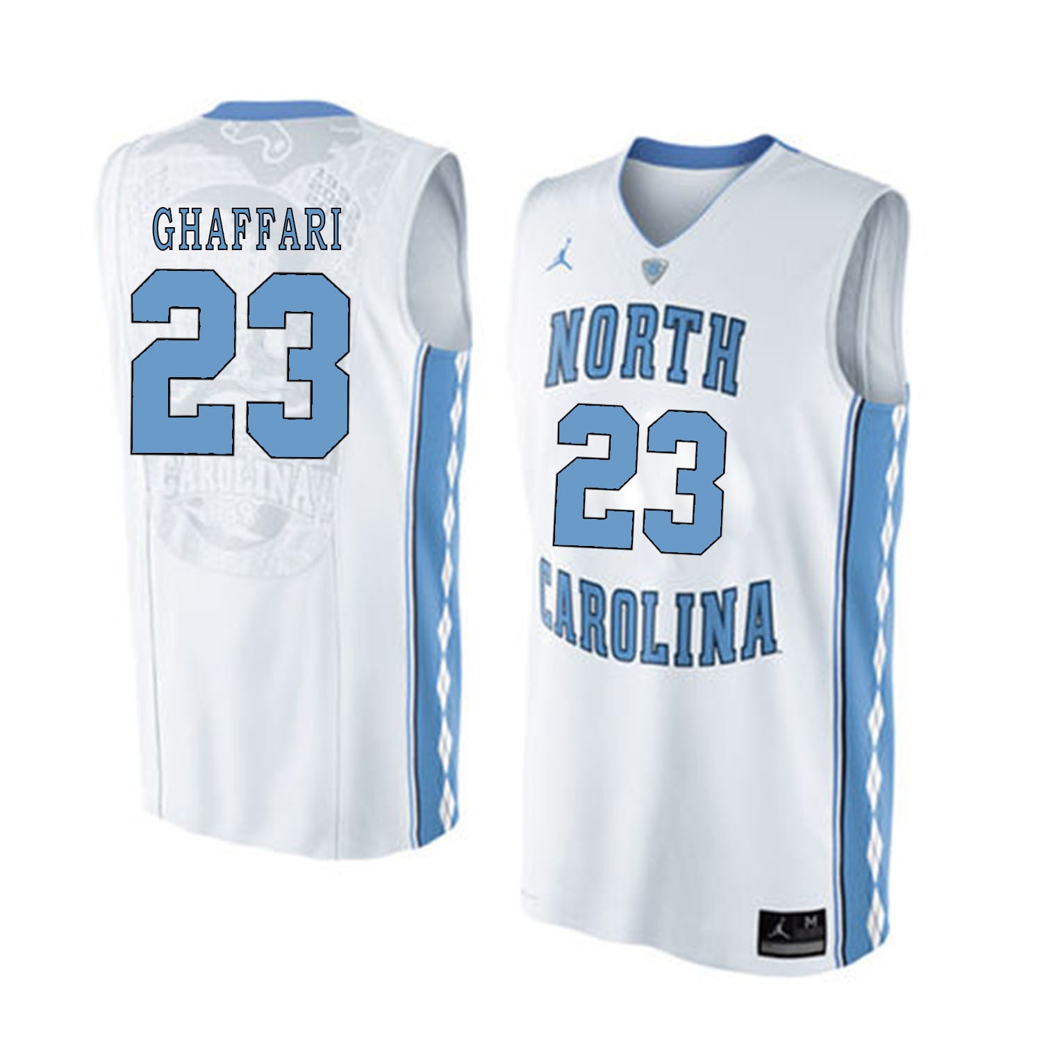 North Carolina GHAFFARI 23 White College Football Jersey football jersey product view 1