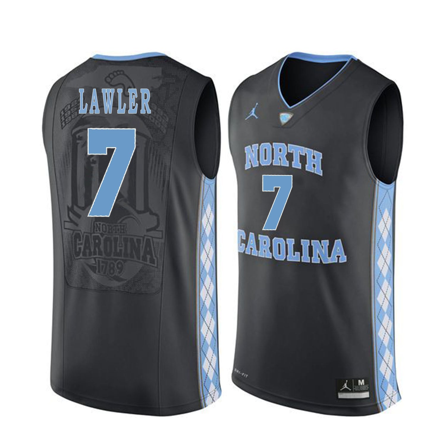 North Carolina LAWLER 7 Black College Football Jersey football jersey product view 1