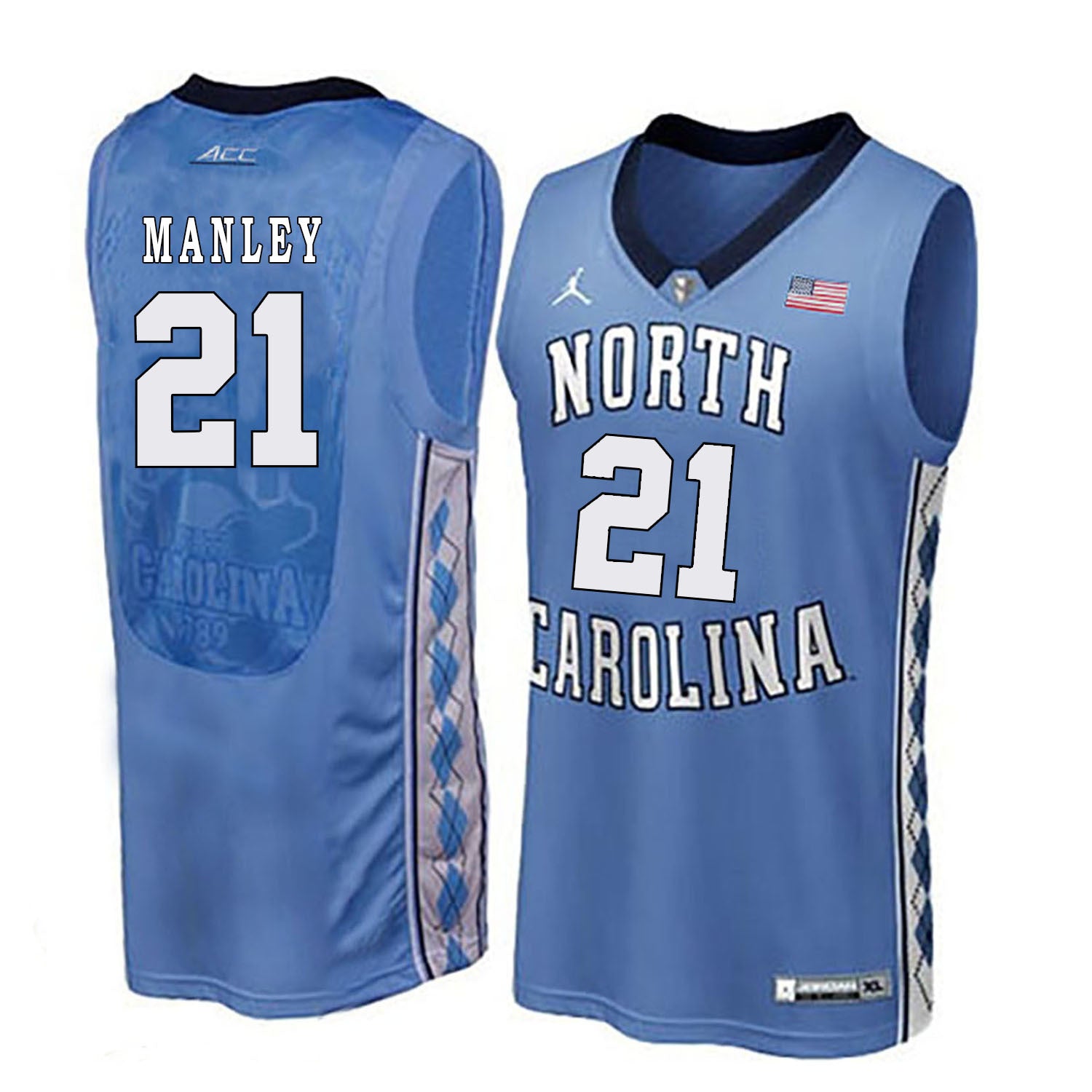 North Carolina MANLEY 21 Blue College Football Jersey football jersey product view 1