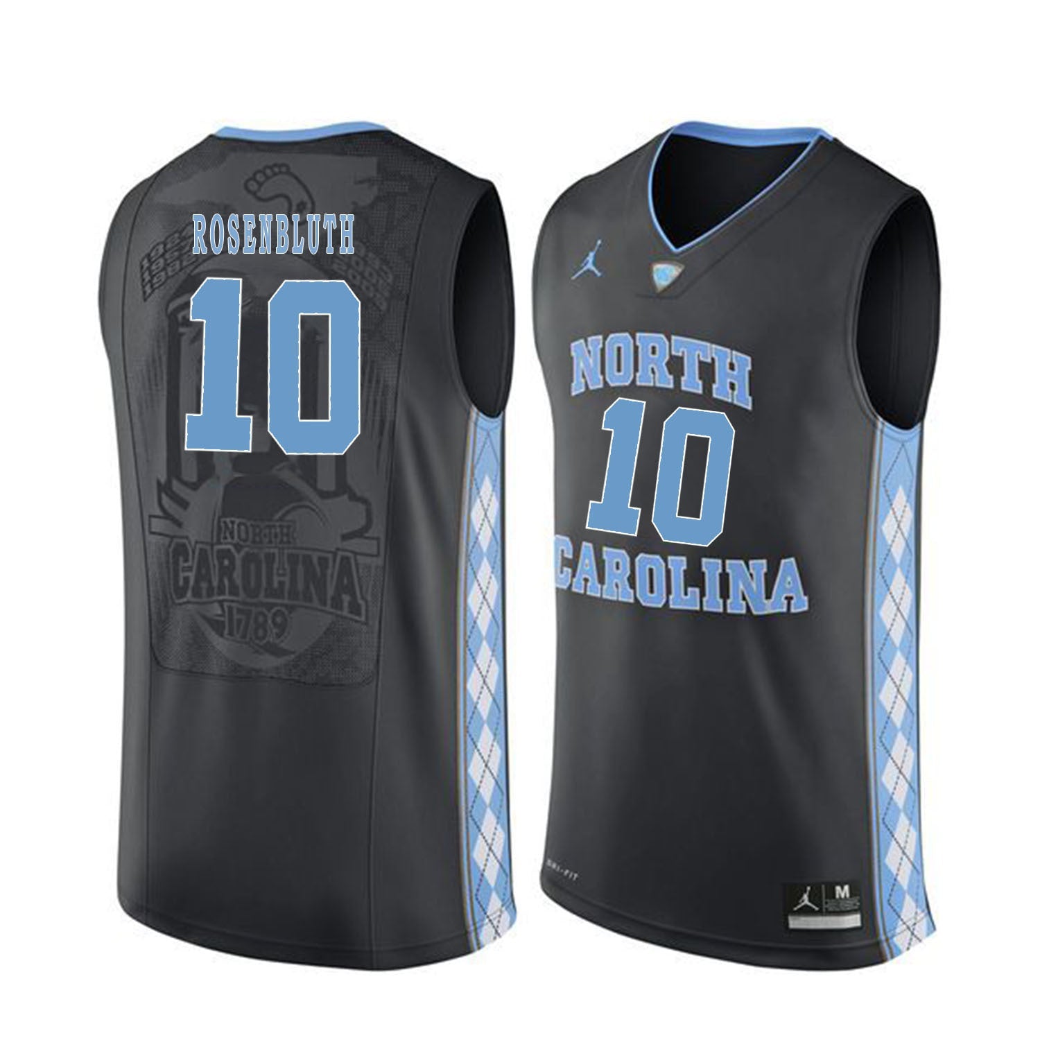 North Carolina ROSENBLUTH 10 Black College Football Jersey football jersey product view 1