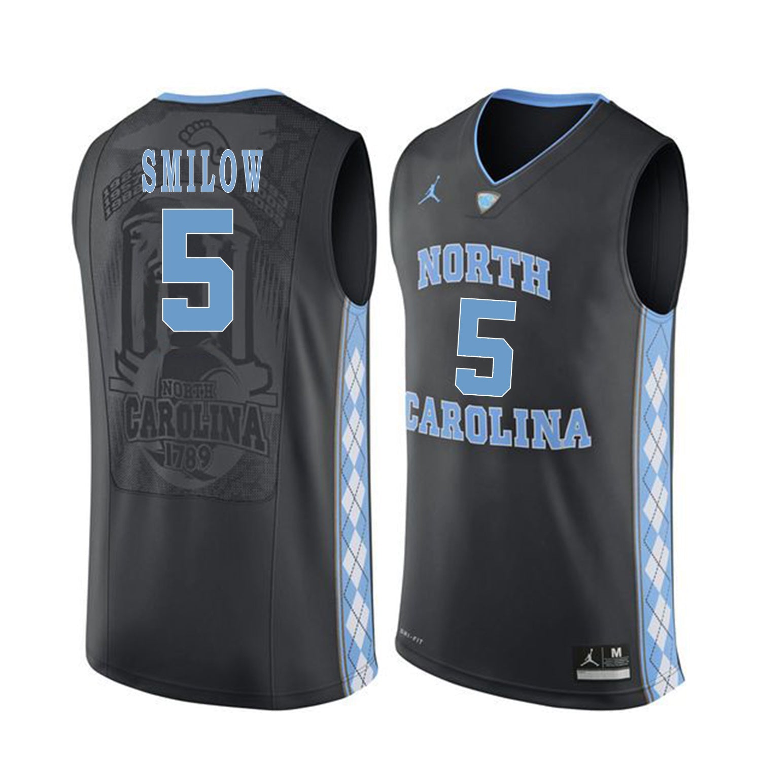 North Carolina SMILOW 5 Black College Football Jersey football jersey product view 1