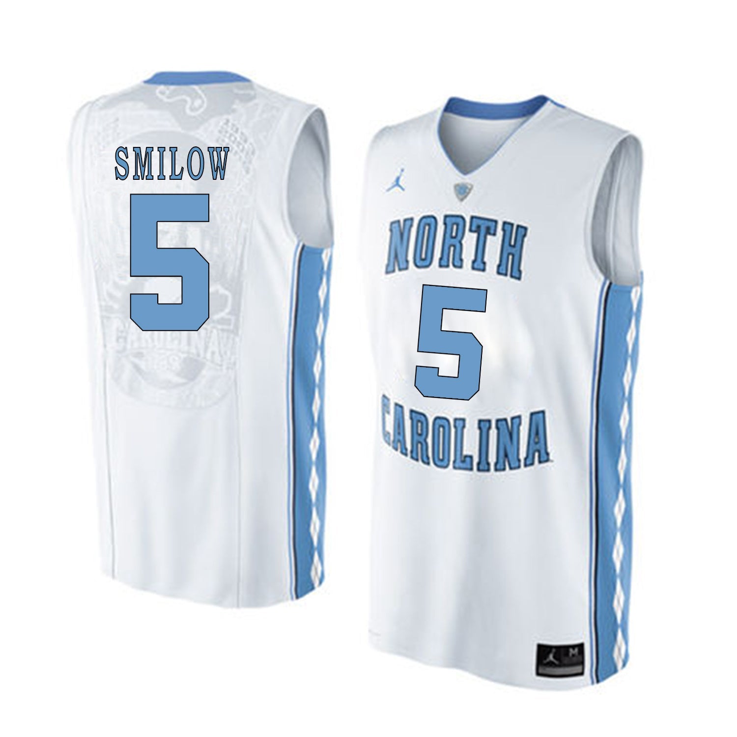 North Carolina SMILOW 5 White College Football Jersey football jersey product view 1