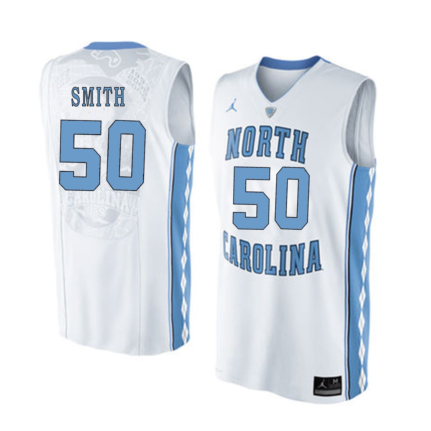 North Carolina SMITH 50 White College Football Jersey football jersey product view 1