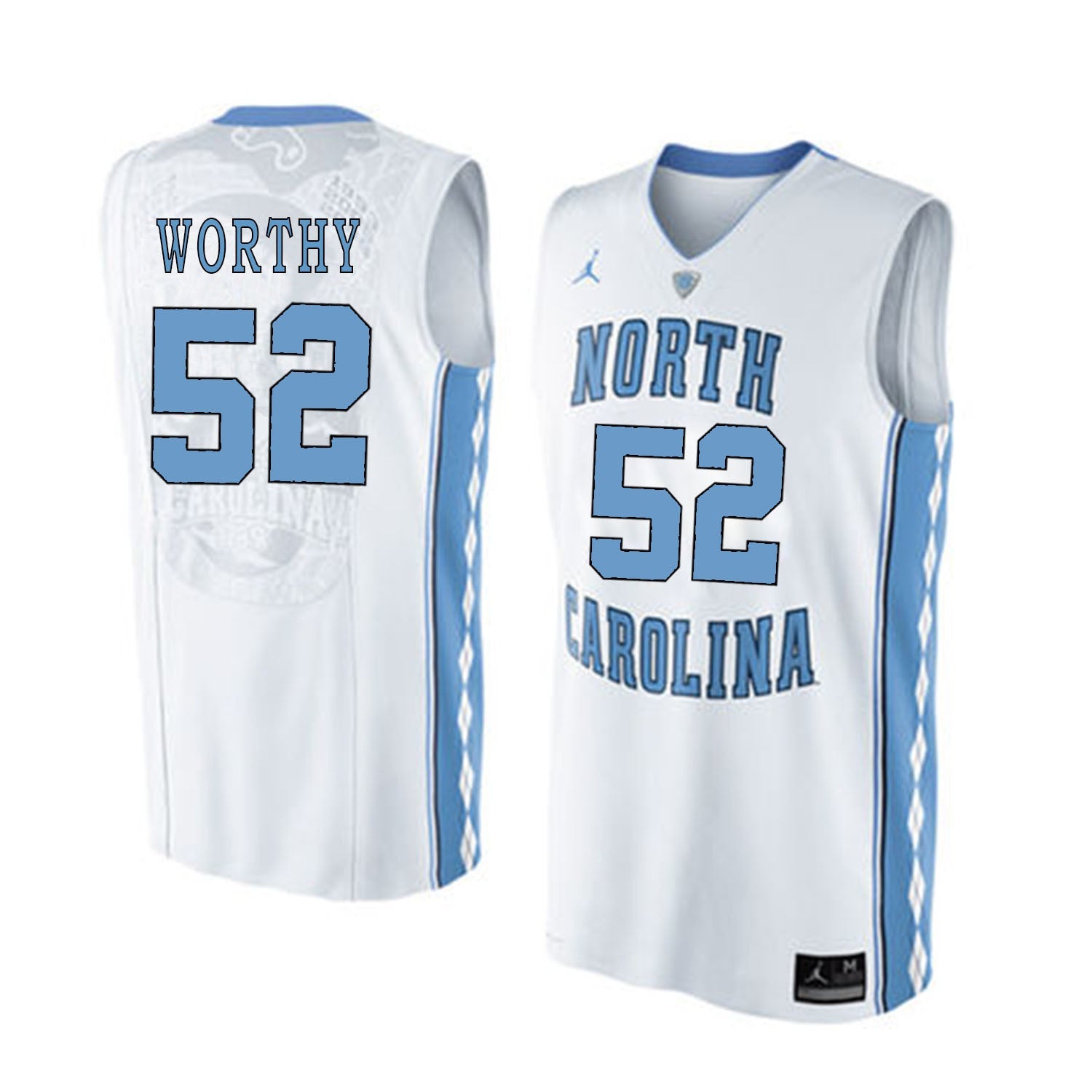 North Carolina WORTHY 52 White College Football Jersey football jersey product view 1