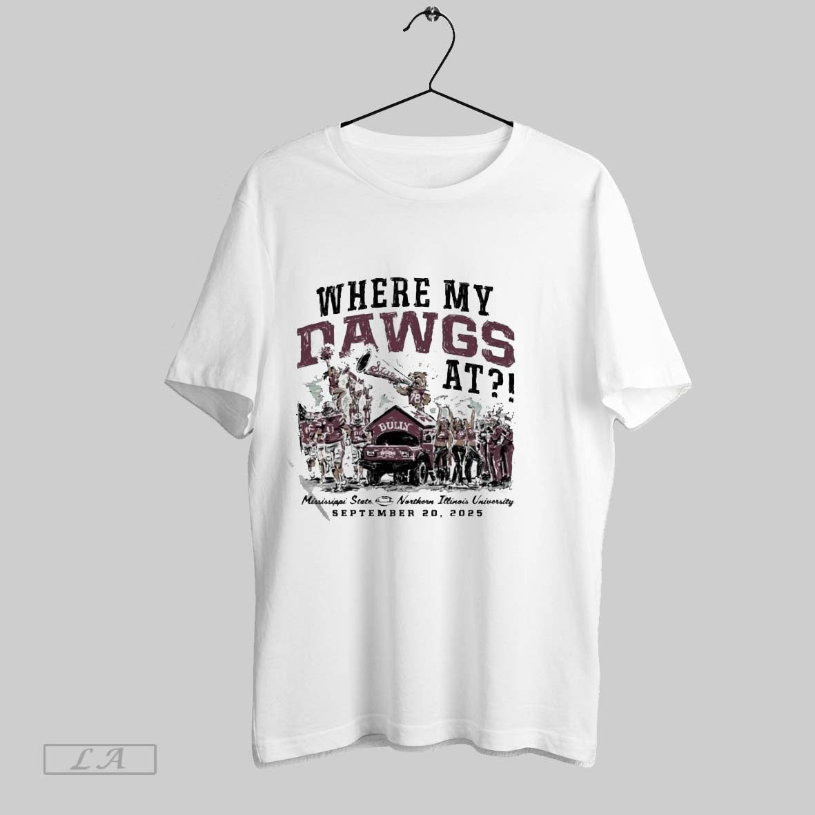 Northern Illinois Vs Mississippi State Where My Dawgs At September 20 Game Day 2025 Unisex T-shirt, Sweatshirt, Hoodie, Long Sleeve Tee - T-Shirt, Sweatshirt, Hoodie