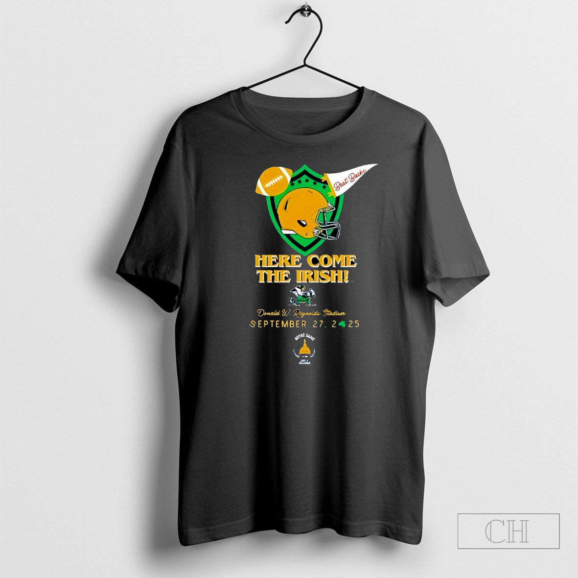 Notre Dame Fighting Irish Vs Razorbacks 2025 Game Day Rally Towel Shirt Tee Unisex T-shirt, Sweatshirt, Hoodie, Long Sleeve Tee - T-Shirt, Sweatshirt, Hoodie