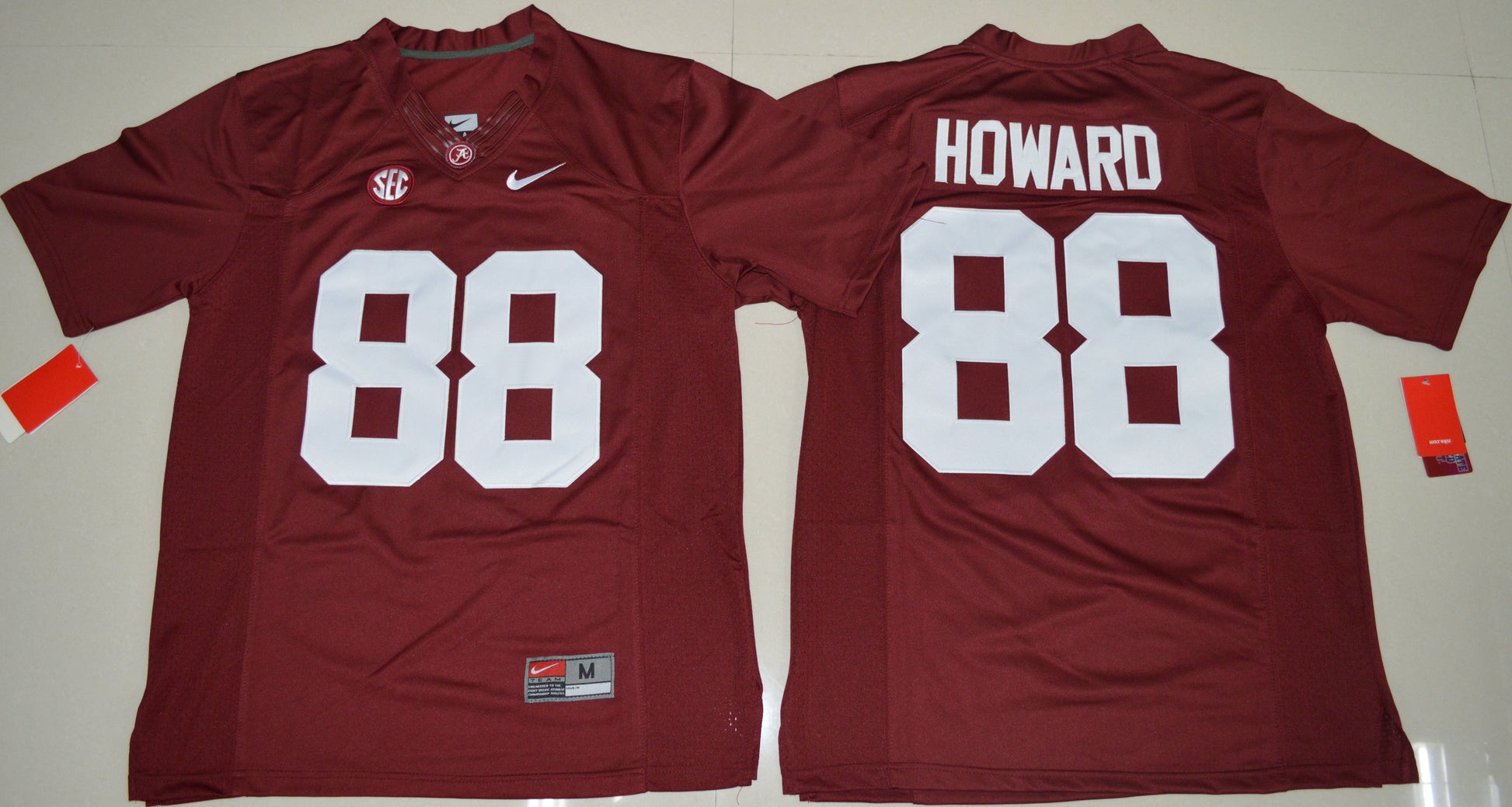 O.J Howard 88 Burgundy College Football Jersey football jersey product view 1