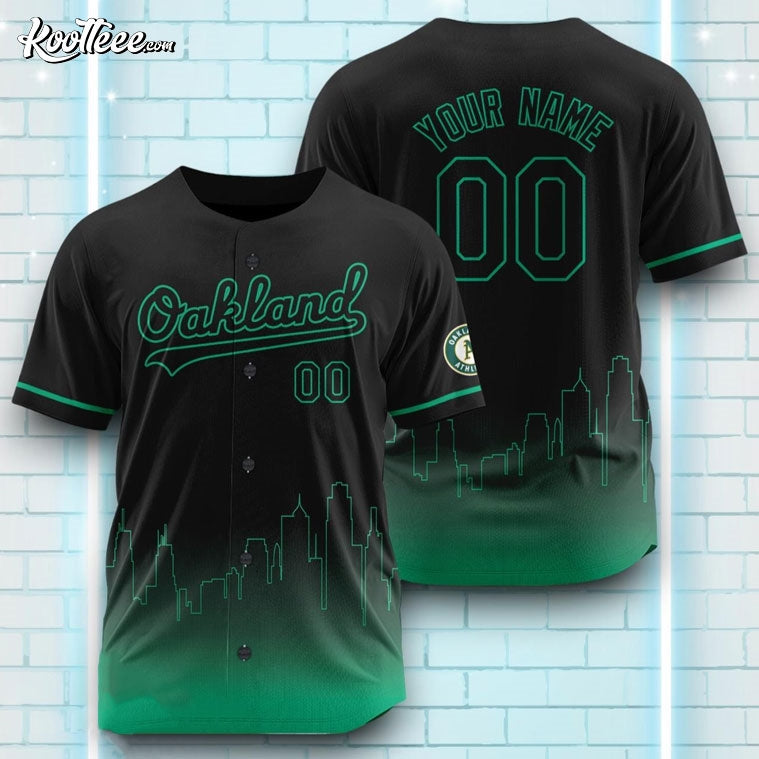 Oakland Athletics Black Green Pattern Custom Baseball Jersey baseball jersey product view 1