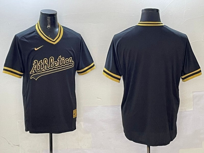 Oakland Athletics Athletics Black Gold Adult Style 1 Baseball Jersey baseball jersey product view 1