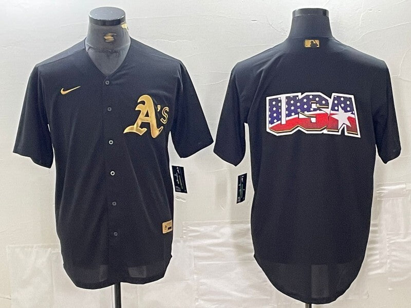 Oakland Athletics Black Gold 4 Edition Style 4 Baseball Jersey baseball jersey product view 1