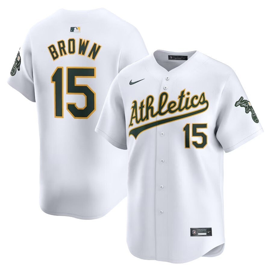 Oakland Athletics #15 Seth Brown Home Limited Player Jersey - White Baseball Jersey baseball jersey product view 1