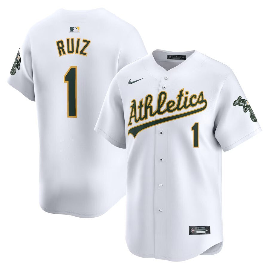 Oakland Athletics #1 Esteury Ruiz Home Limited Player Jersey - White Baseball Jersey baseball jersey product view 1