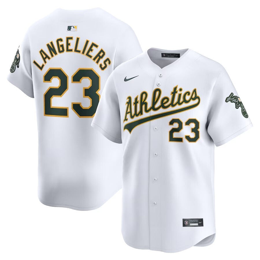 Oakland Athletics #23 Shea Langeliers Home Limited Player Jersey - White Baseball Jersey baseball jersey product view 1