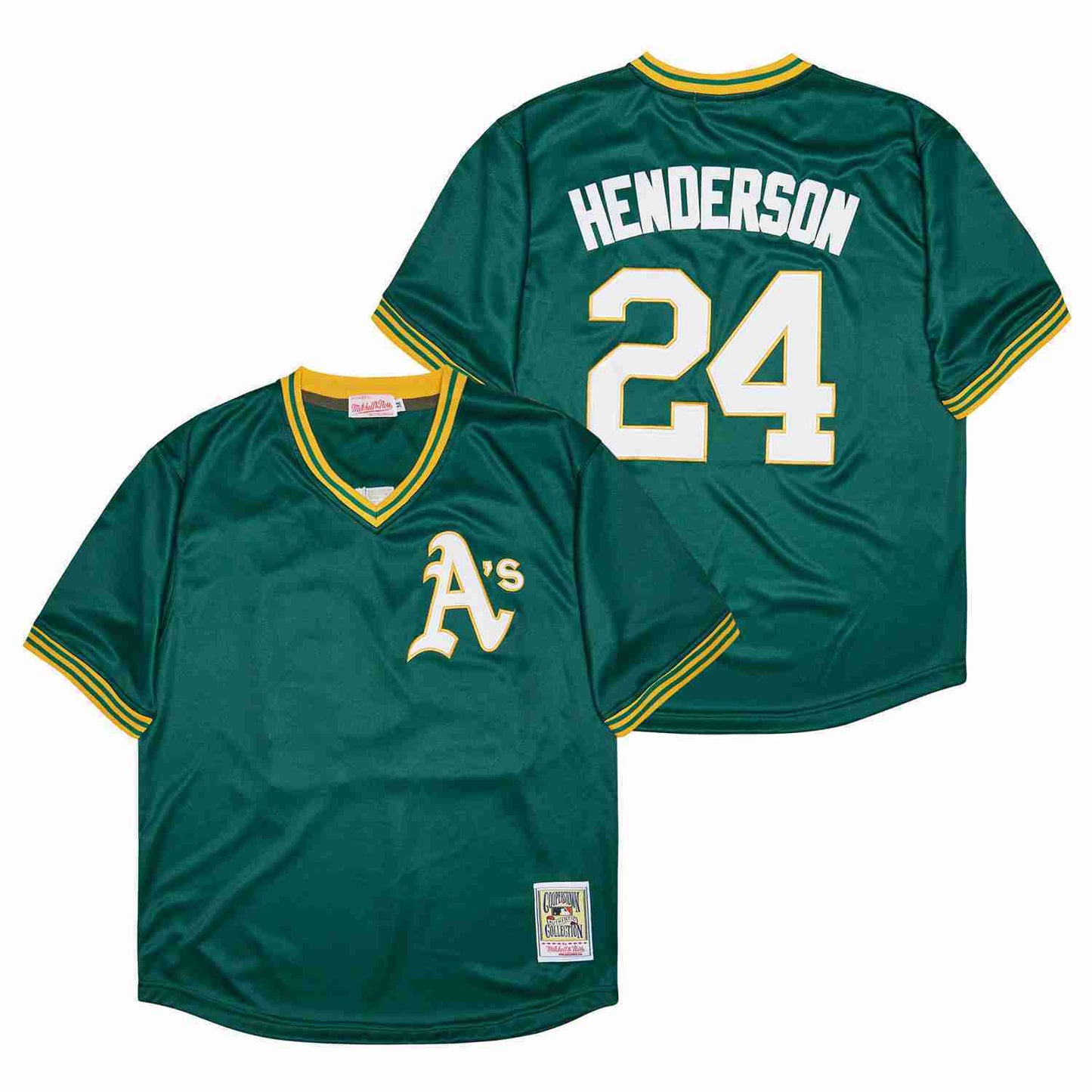 Oakland Athletics #24 Rickey Henderson Athletics 24 Green Retro Baseball Jersey baseball jersey product view 1
