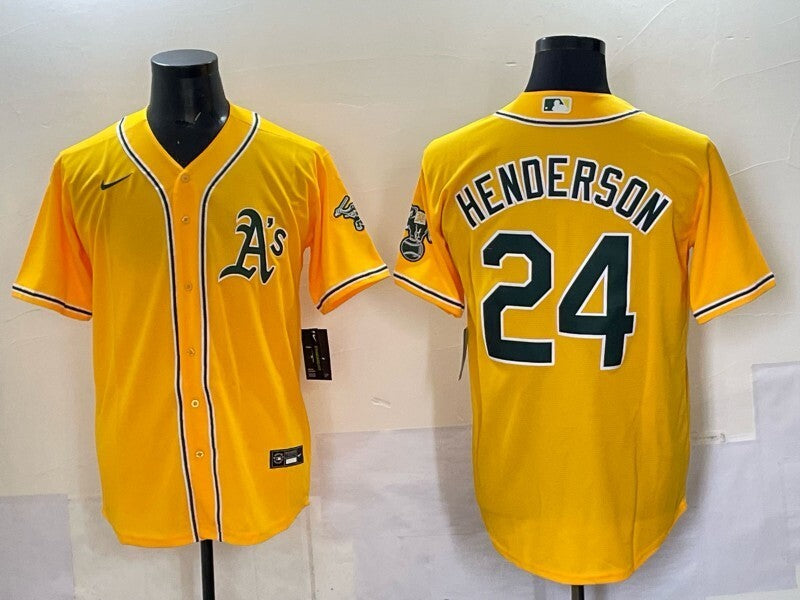 Oakland Athletics #24 Rickey Henderson Athletics Adult Style 1 Baseball Jersey baseball jersey product view 1