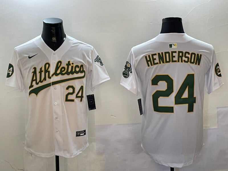 Oakland Athletics #24 Rickey Henderson Athletics Adult Style 4 Baseball Jersey baseball jersey product view 1