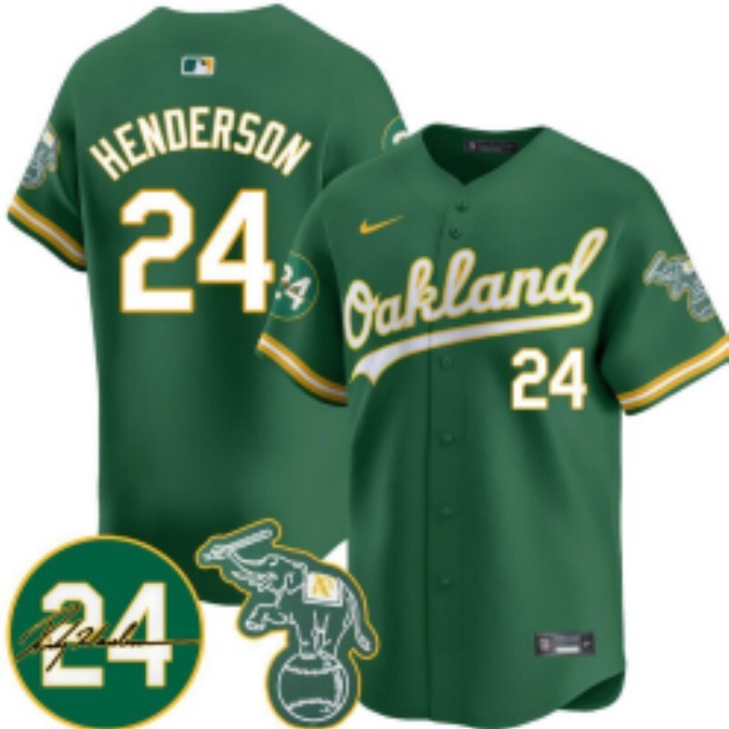 Oakland Athletics #24 Rickey Henderson Athletics Adult Style 7 Baseball Jersey baseball jersey product view 1
