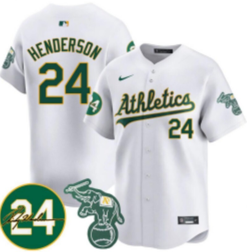 Oakland Athletics #24 Rickey Henderson Athletics Adult Style 8 Baseball Jersey baseball jersey product view 1