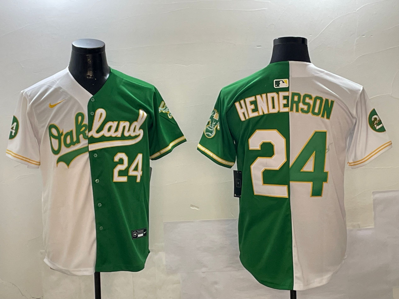 Oakland Athletics #24 Rickey Henderson Athletics Split Adult Style 1 Baseball Jersey baseball jersey product view 1