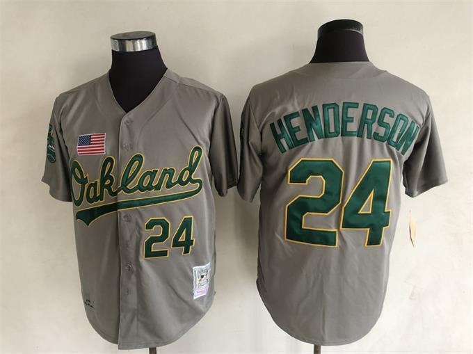 Oakland Athletics #24 Rickey Henderson Style 1 Baseball Jersey baseball jersey product view 1