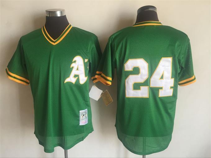 Oakland Athletics #24 Ricky Henderson Style 2 Baseball Jersey baseball jersey product view 1