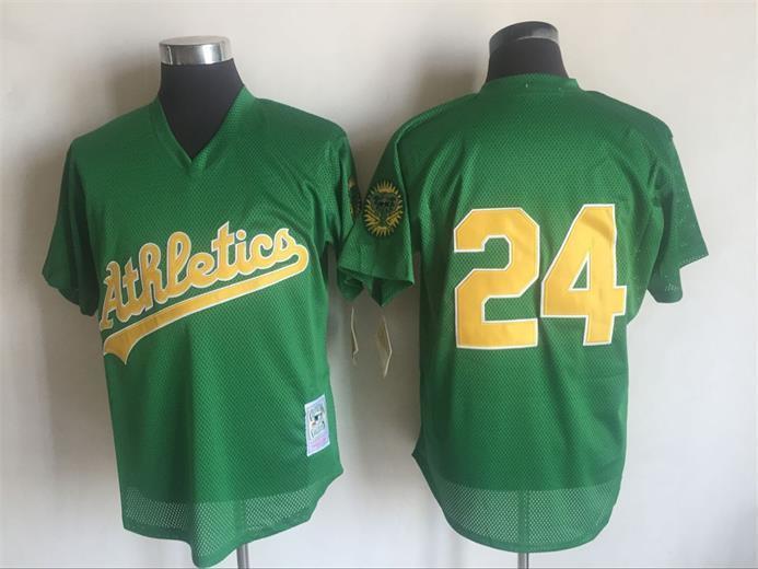Oakland Athletics #24 Ricky Henderson Style 3 Baseball Jersey baseball jersey product view 1