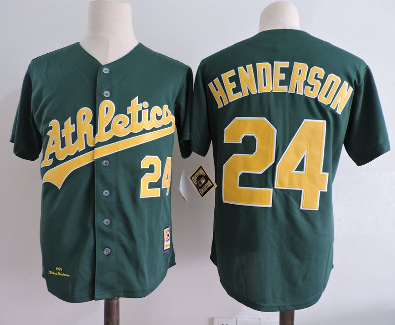 Oakland Athletics #24 Ricky Henderson Style 5 Baseball Jersey baseball jersey product view 1