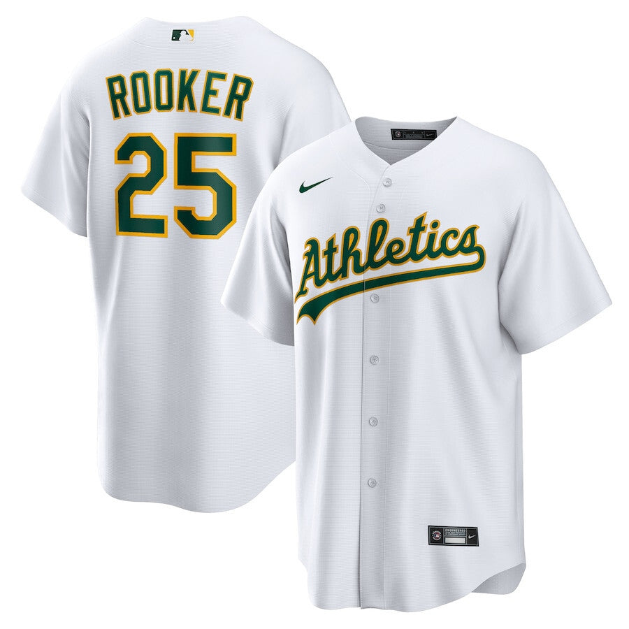 Oakland Athletics #25 Brent Rooker Home Men Jersey - White Baseball Jersey baseball jersey product view 1