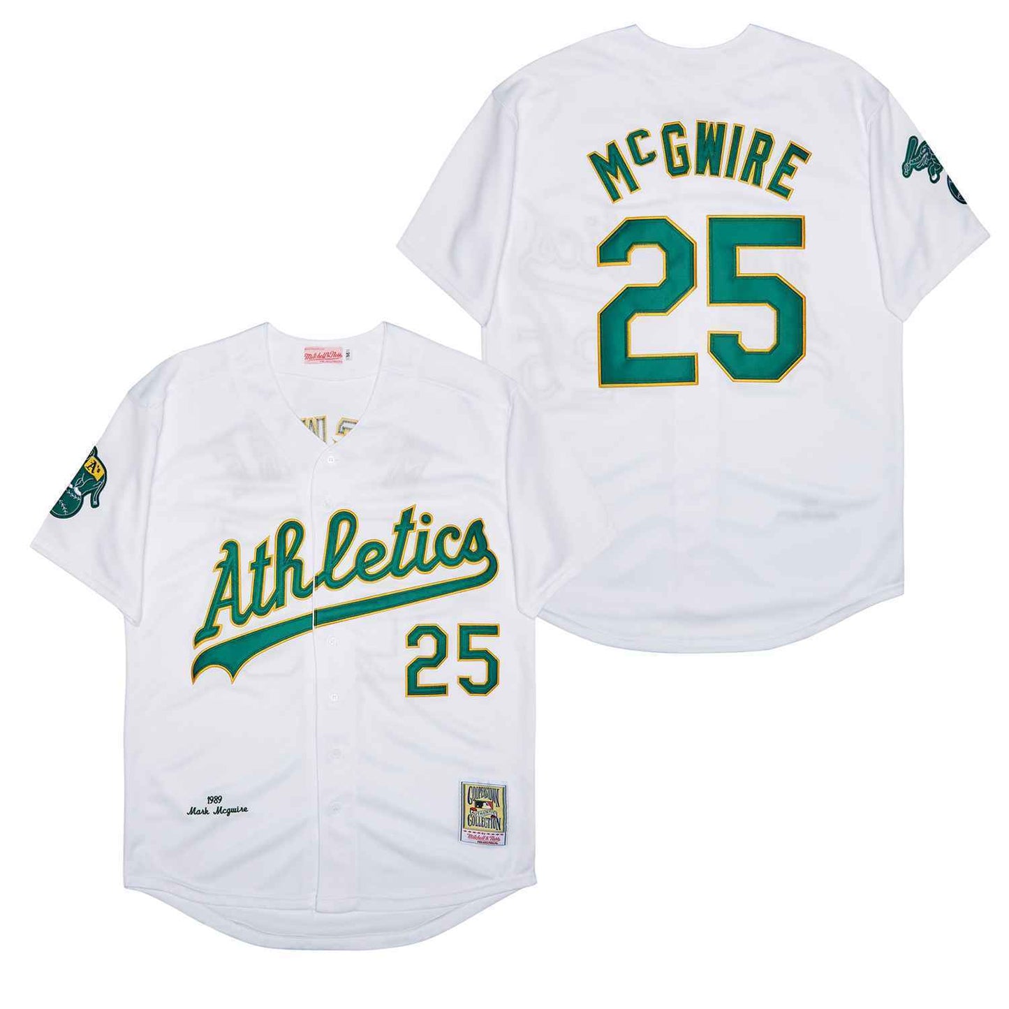 Oakland Athletics #25 Mark McGwire Athletics 25 White 1989 Retro Baseball Jersey baseball jersey product view 1