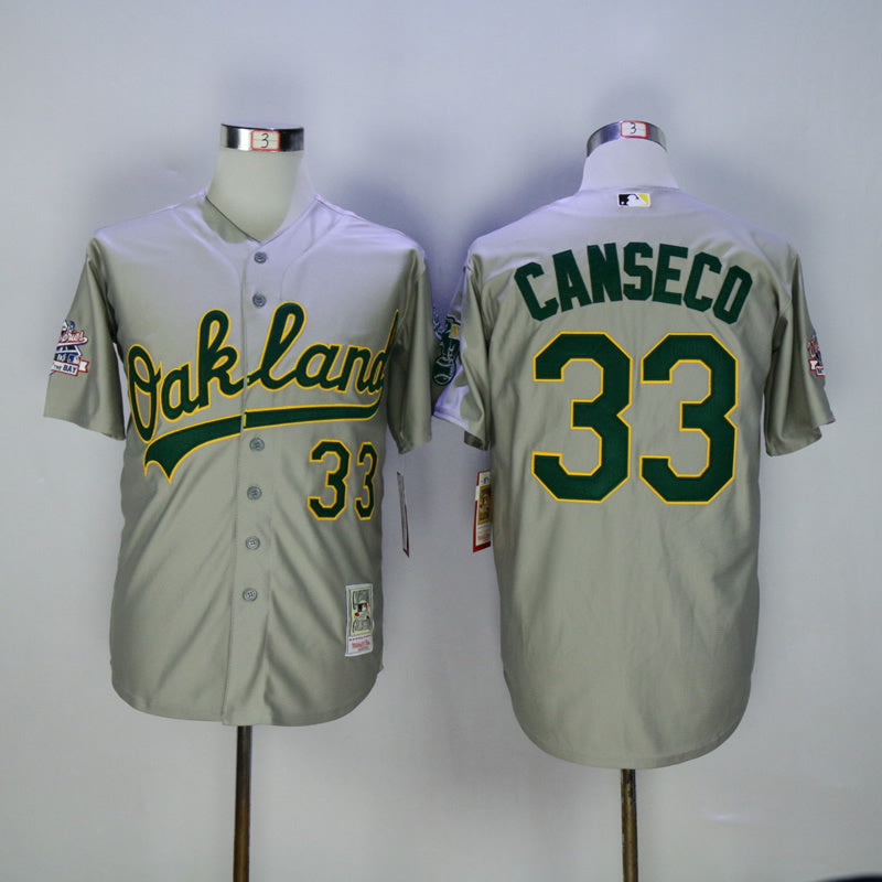 Oakland Athletics #33 Athletics 33 Gray Retro Baseball Jersey baseball jersey product view 1