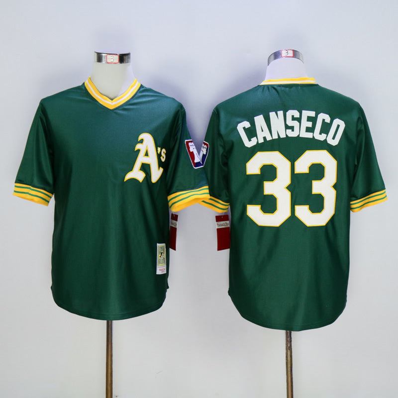 Oakland Athletics #33 Athletics 33 Green Retro Baseball Jersey baseball jersey product view 1